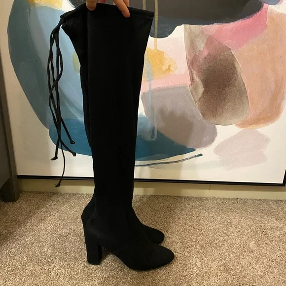 Francesca’s | Black Faux Suede Over the Knee Heeled Boots. - Picture 2 of 11